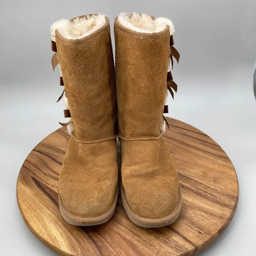 Koolaburra by UGG Victoria Tall Boots Womens 9 Chestnut Suede Faux Fur Shearling